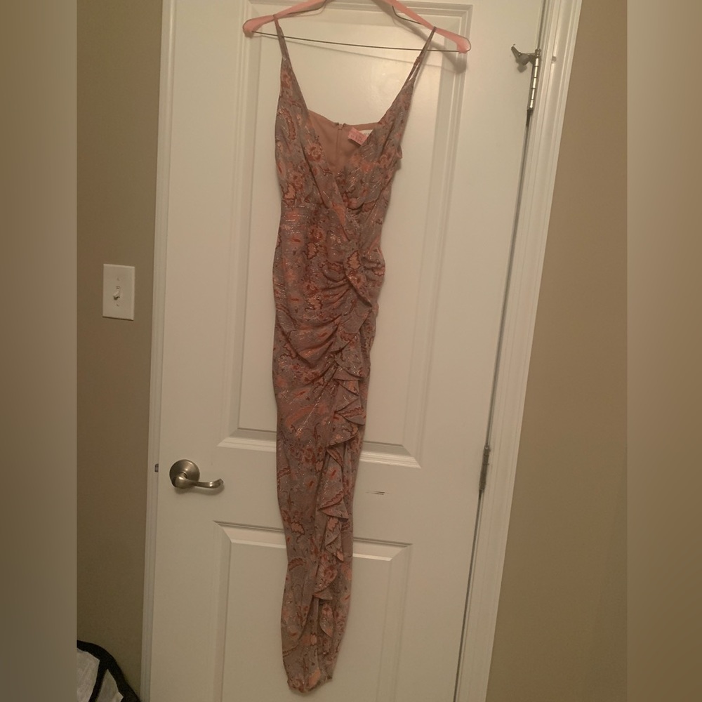 Floret Studios Floral Ruffle Chiffon Dress XS